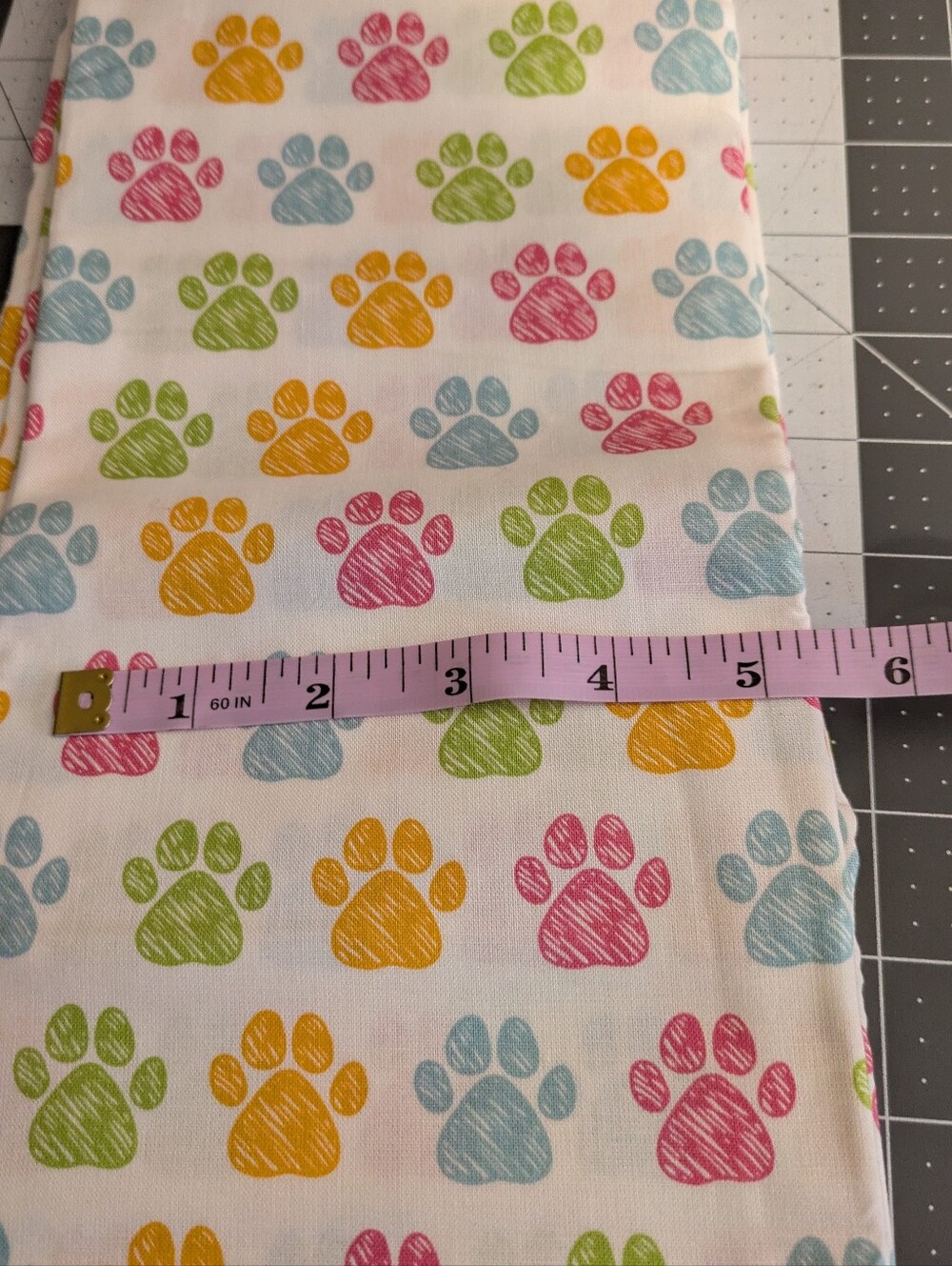 Dog Paw Print Cotton Fabric 2 Yards